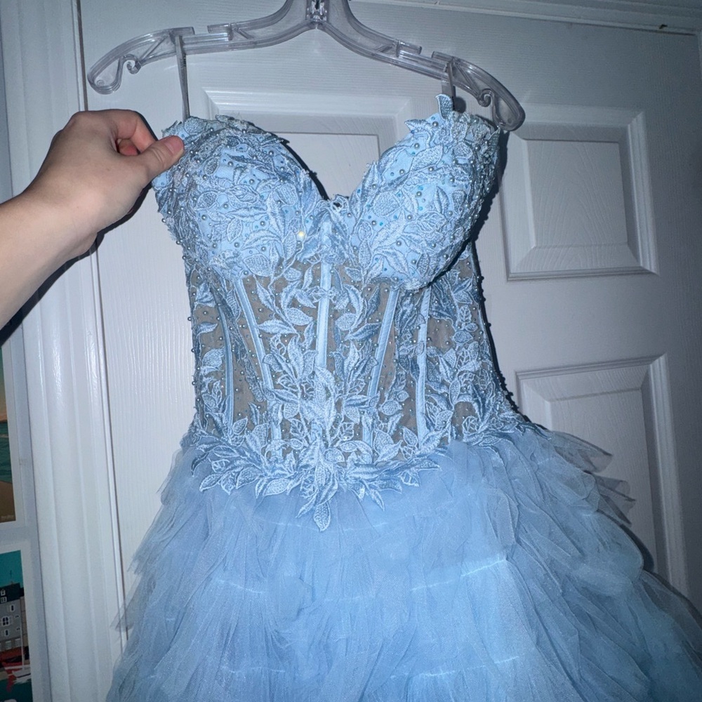 Sherri Hill Light Blue Prom Dress - Picture 4 of 11